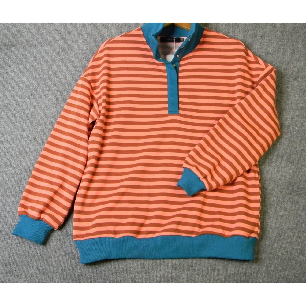 ZESICA Striped‎ Pullover Sweatshirt Women's S Pink Blue NWT
